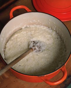Grits cooking in pot