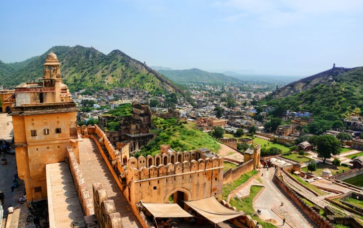 High Angle Landscape View From Amber Fort, Jaipur, Rajasthan, India