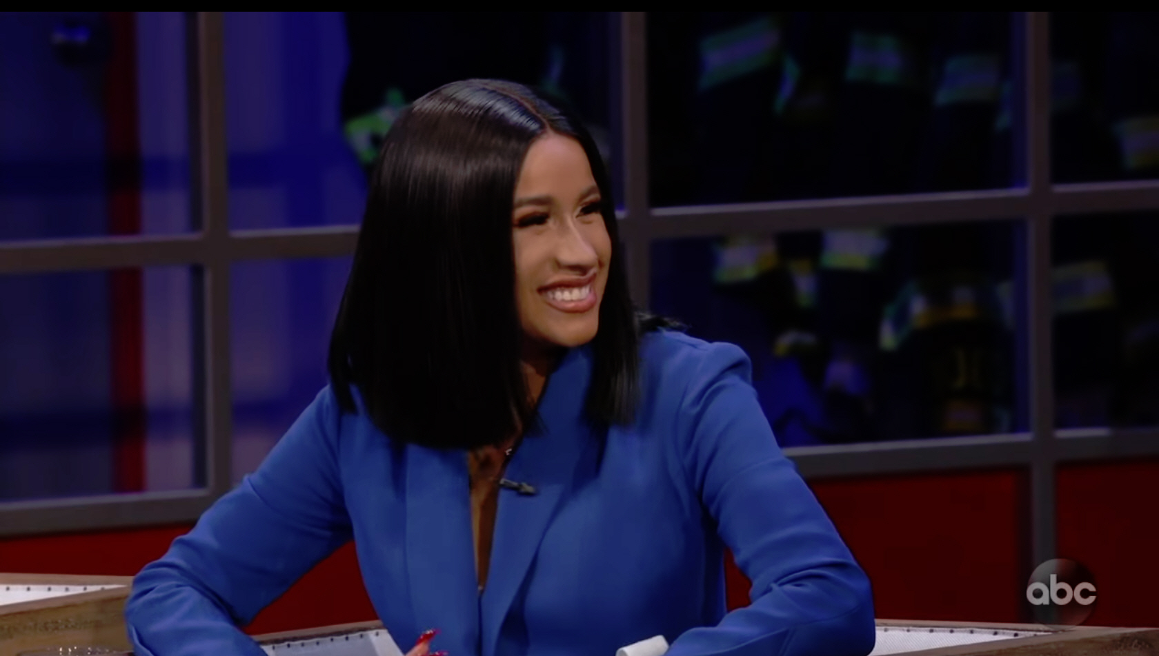 Cardi B during an appearance on ABC's Jimmy Kimmel Live!'