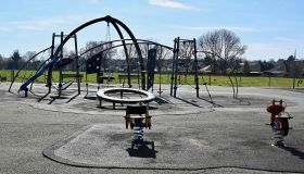 A normally busy playground remains deserted despite schools being closed. This is as citizens have been warned that there may be a lockdown if they do not remain at home. Foots Cray Meadows, Sidcup, Kent. UK