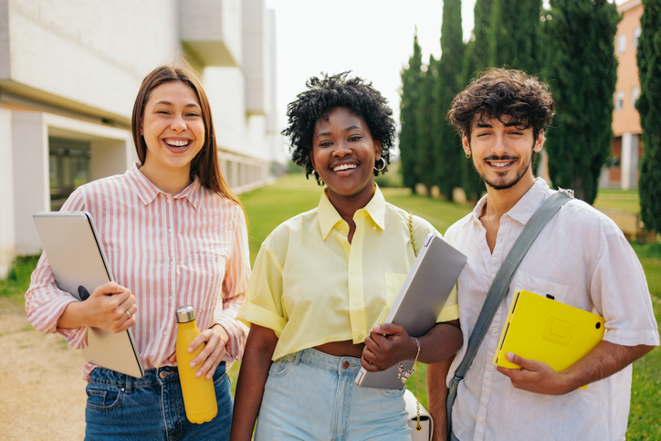 Multiracial students at international university. College and diversity.